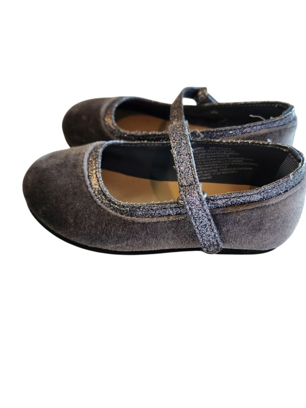 Gymboree Winter Star Gray Velvet Flats Mary Janes Girls size 6